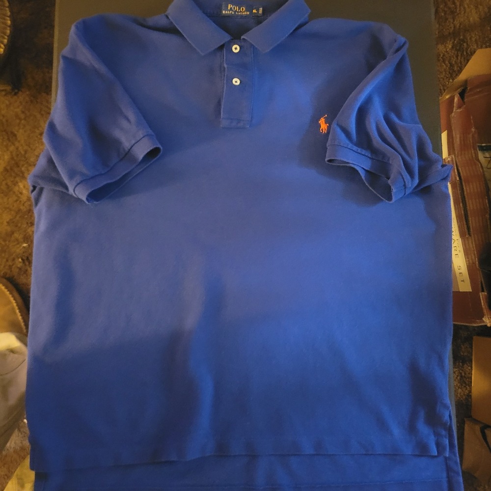 Men's Polo Ralph Lauren Short Sleeve Size Xl Blue With Orange Horse